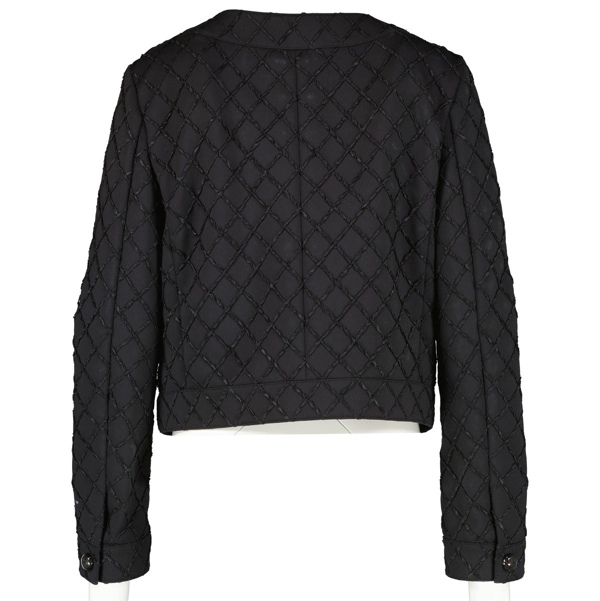 Chanel Black Neoprene Quilting Stitched Jacket