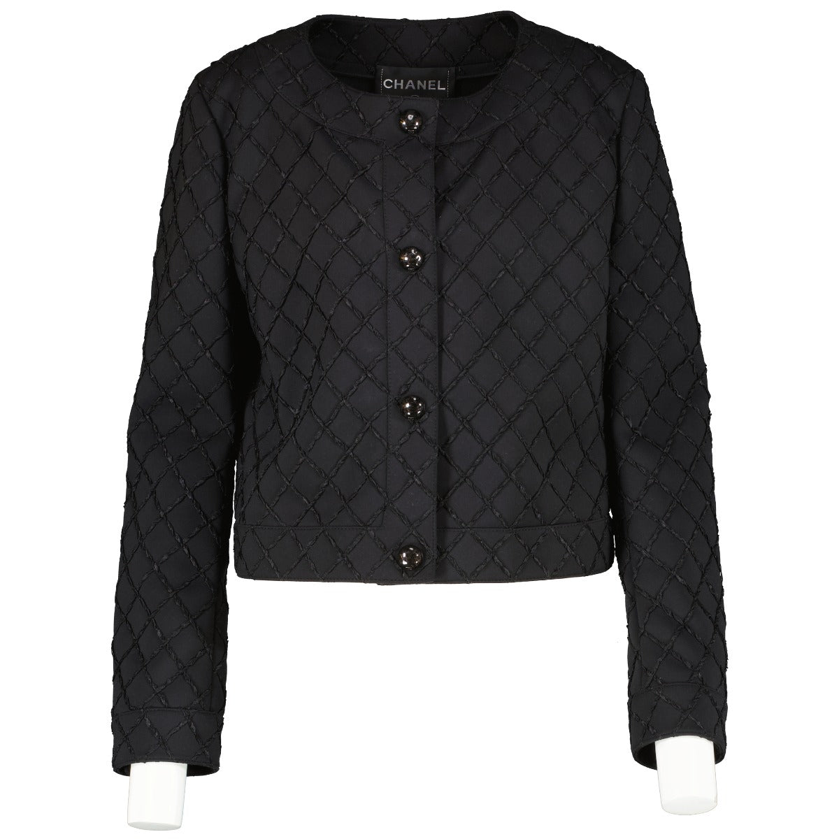Chanel 15P Black Neoprene Quilting Stitched Jacket