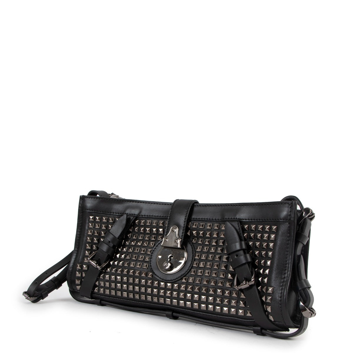Burberry Prorsum Black Leather Studded Knight Clutch