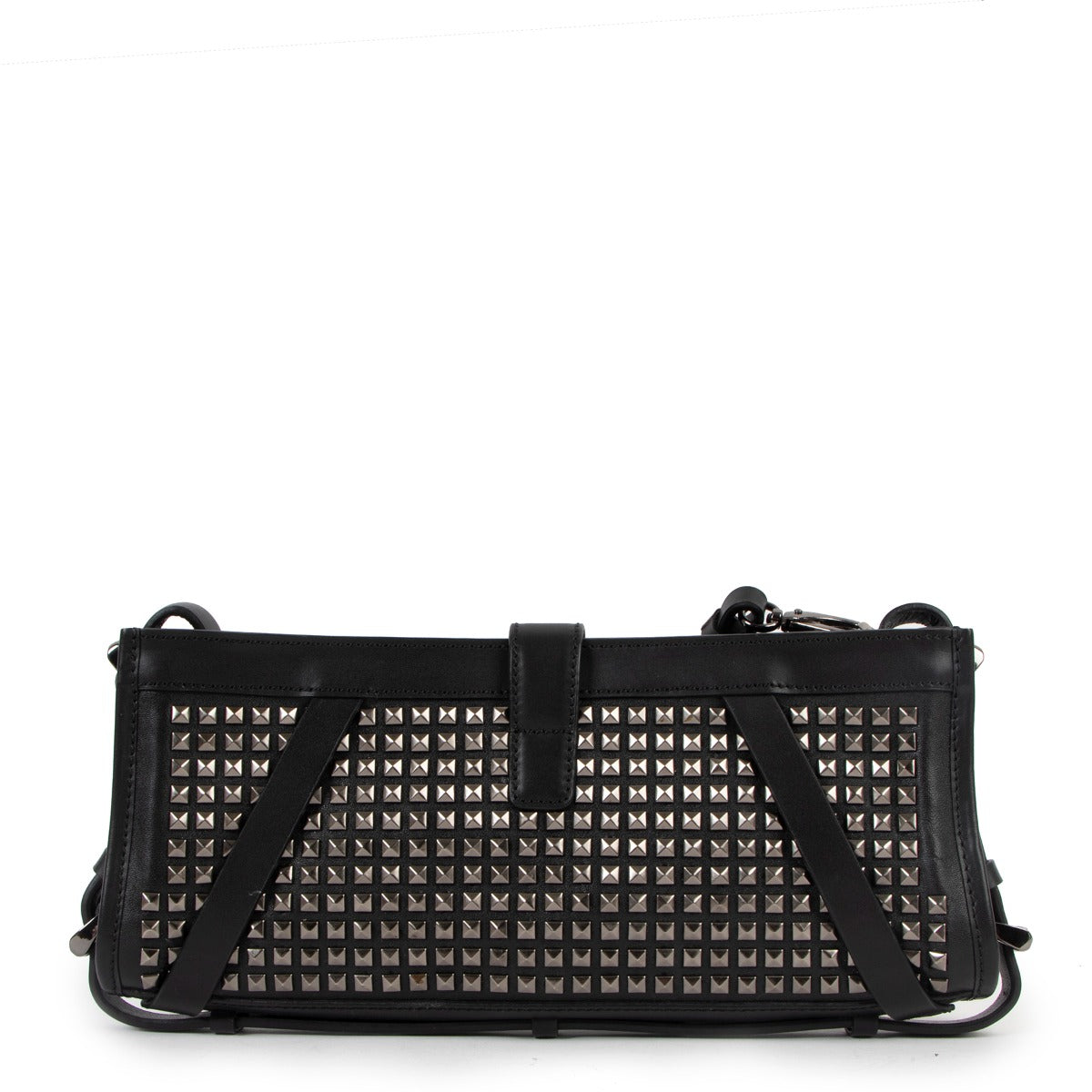Burberry Prorsum Black Leather Studded Knight Clutch