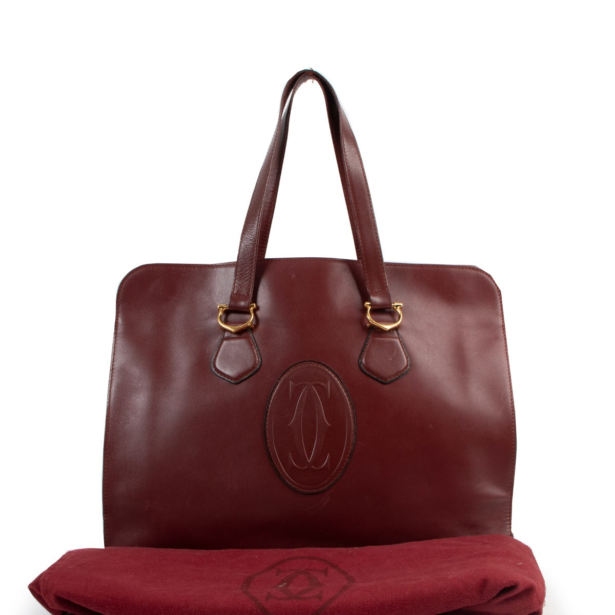 Must de Cartier Burgundy Vintage Shopper Tote Bag