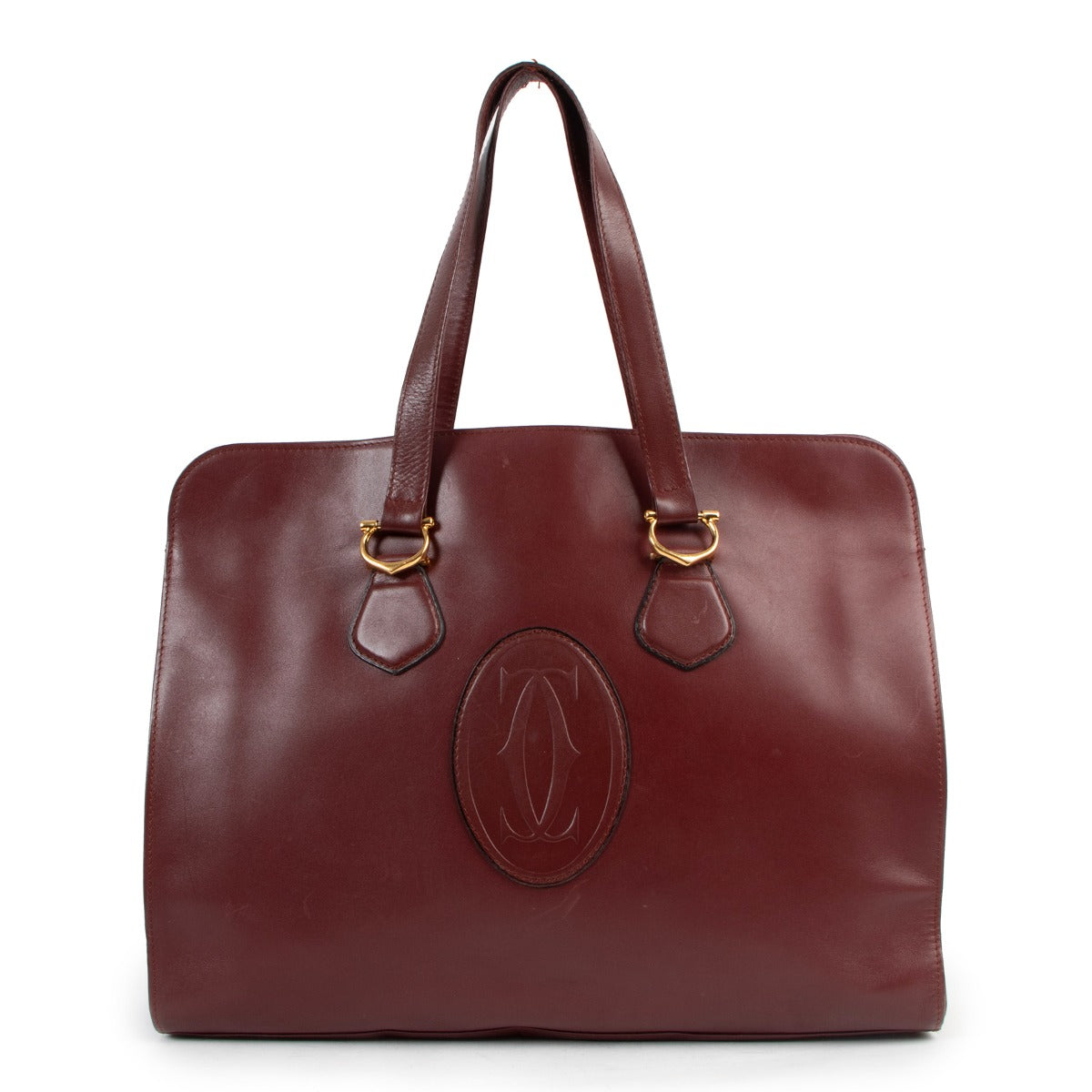 Must de Cartier Burgundy Vintage Shopper Tote Bag