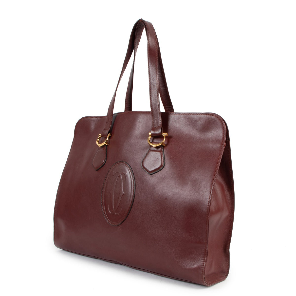 Must de Cartier Burgundy Vintage Shopper Tote Bag