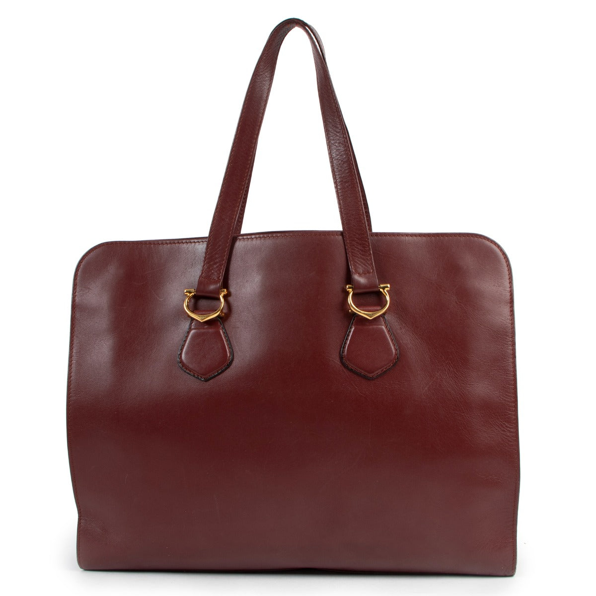 Must de Cartier Burgundy Vintage Shopper Tote Bag