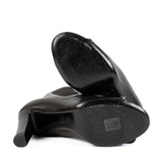 shop 100% authentic second hand Chanel Black Chain Peep Toe Leather Boots - Size 41 1/2 on Labellov.com