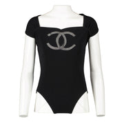Chanel Cruise 2001 Black CC Halter Swimsuit