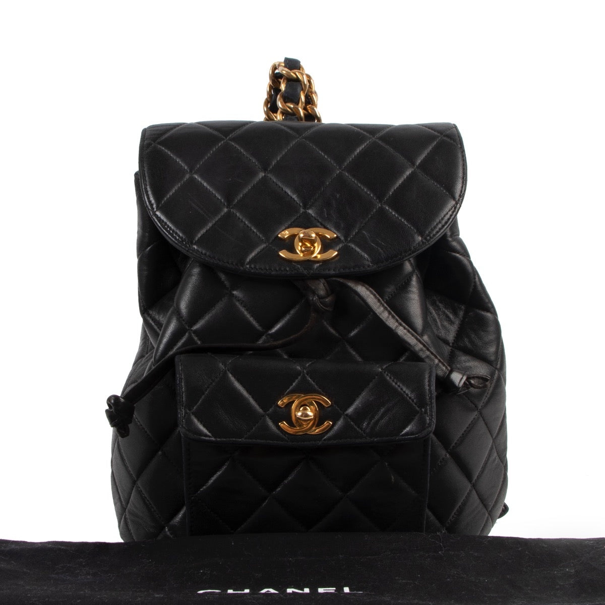 Buy online authentic second hand Chanel Black Vintage Quilted Lambskin Backpack in very good condition at Labellov in Antwerp