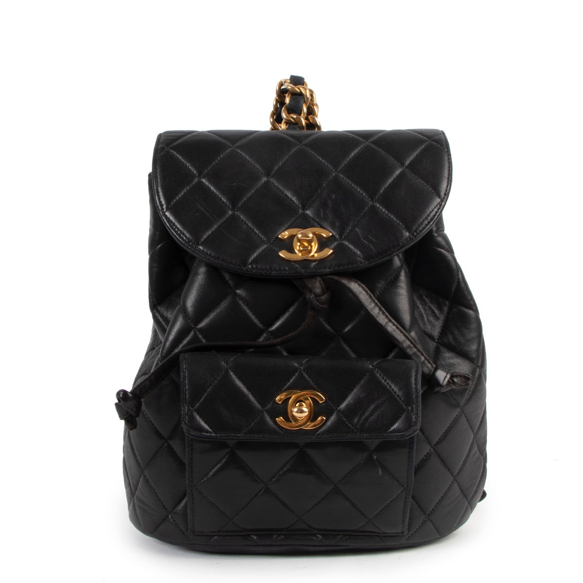 Buy online authentic second hand Chanel Black Vintage Quilted Lambskin Backpack in very good condition at Labellov in Antwerp