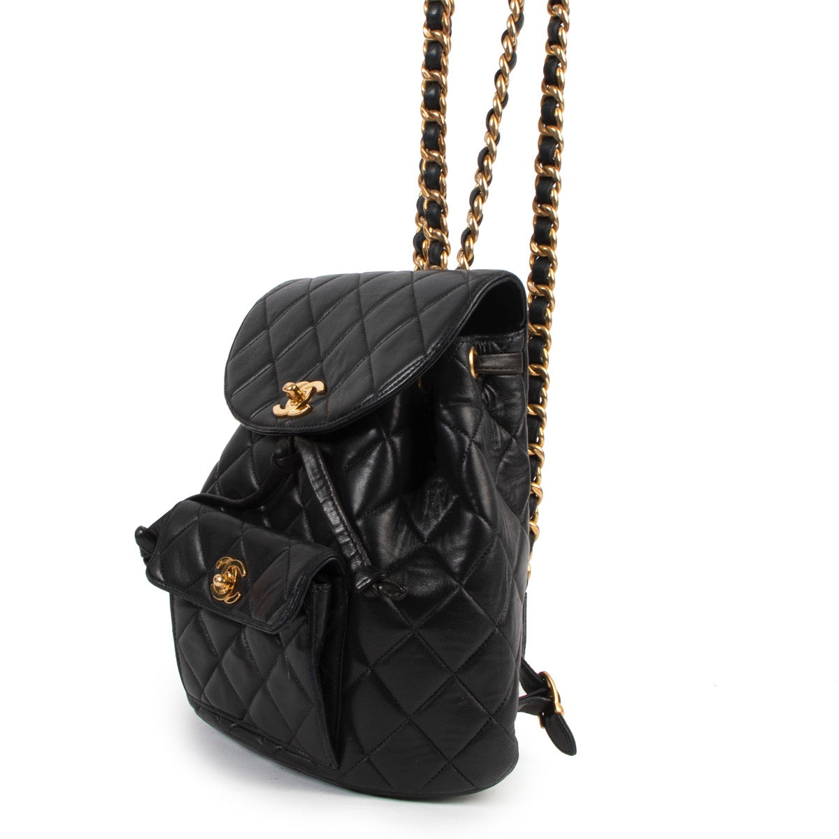 Buy online authentic second hand Chanel Black Vintage Quilted Lambskin Backpack in very good condition at Labellov in Antwerp