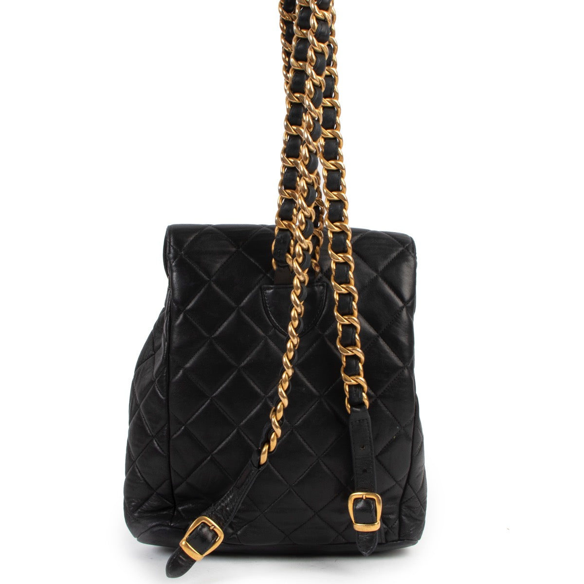 Buy online authentic second hand Chanel Black Vintage Quilted Lambskin Backpack in very good condition at Labellov in Antwerp