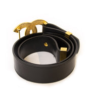 bent u op zoek naar een authentieke Chanel Black Leather Gold CC Logo Belt - Size 80