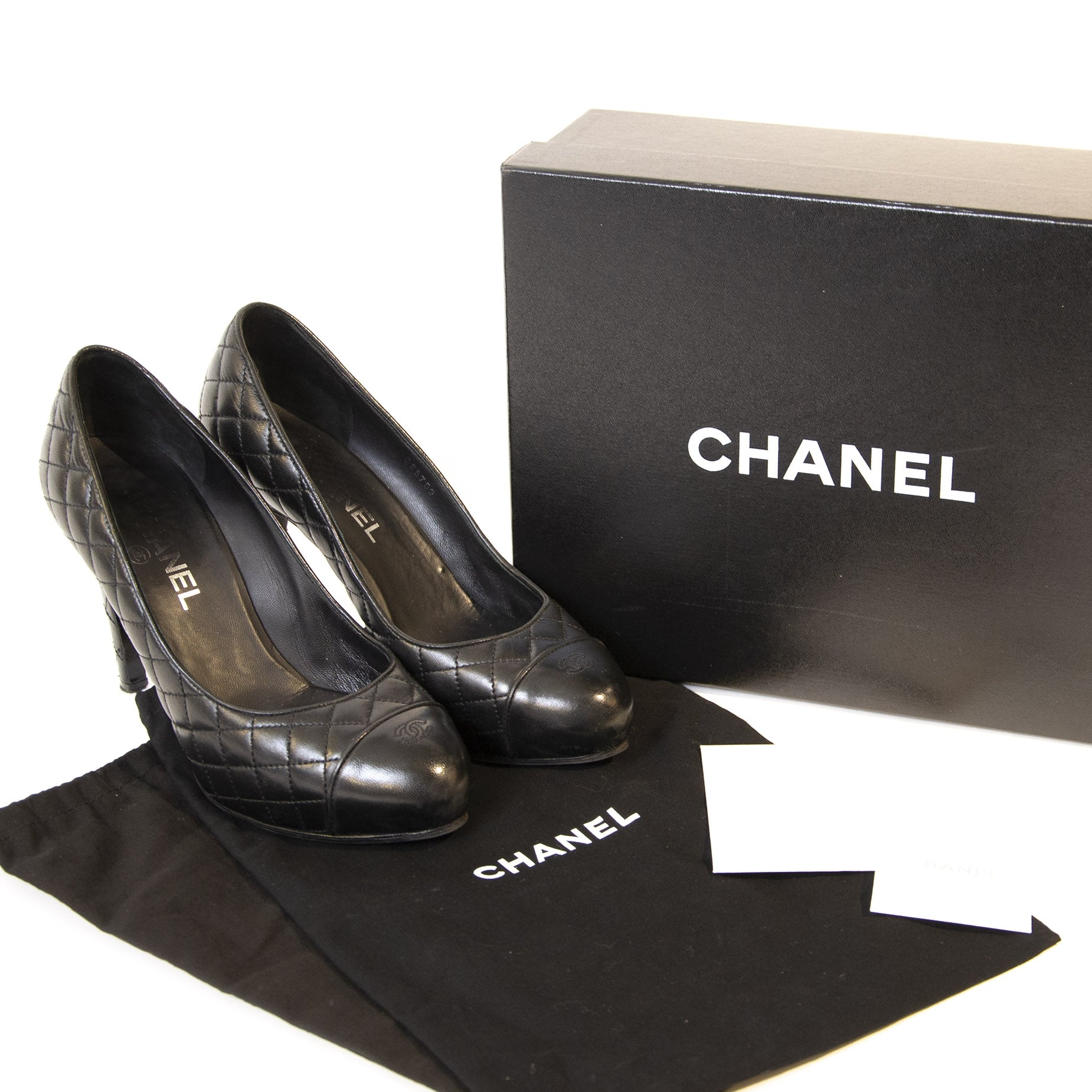 Chanel Black Quilted Leather CC Pumps