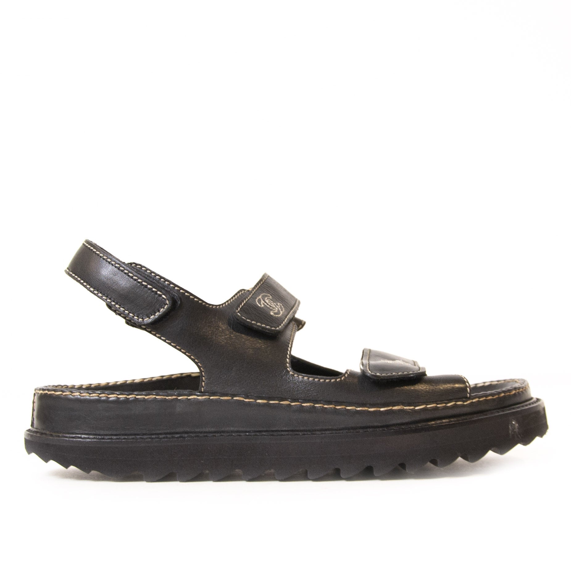 Chanel CC Black Velcro Sandals - Size 39