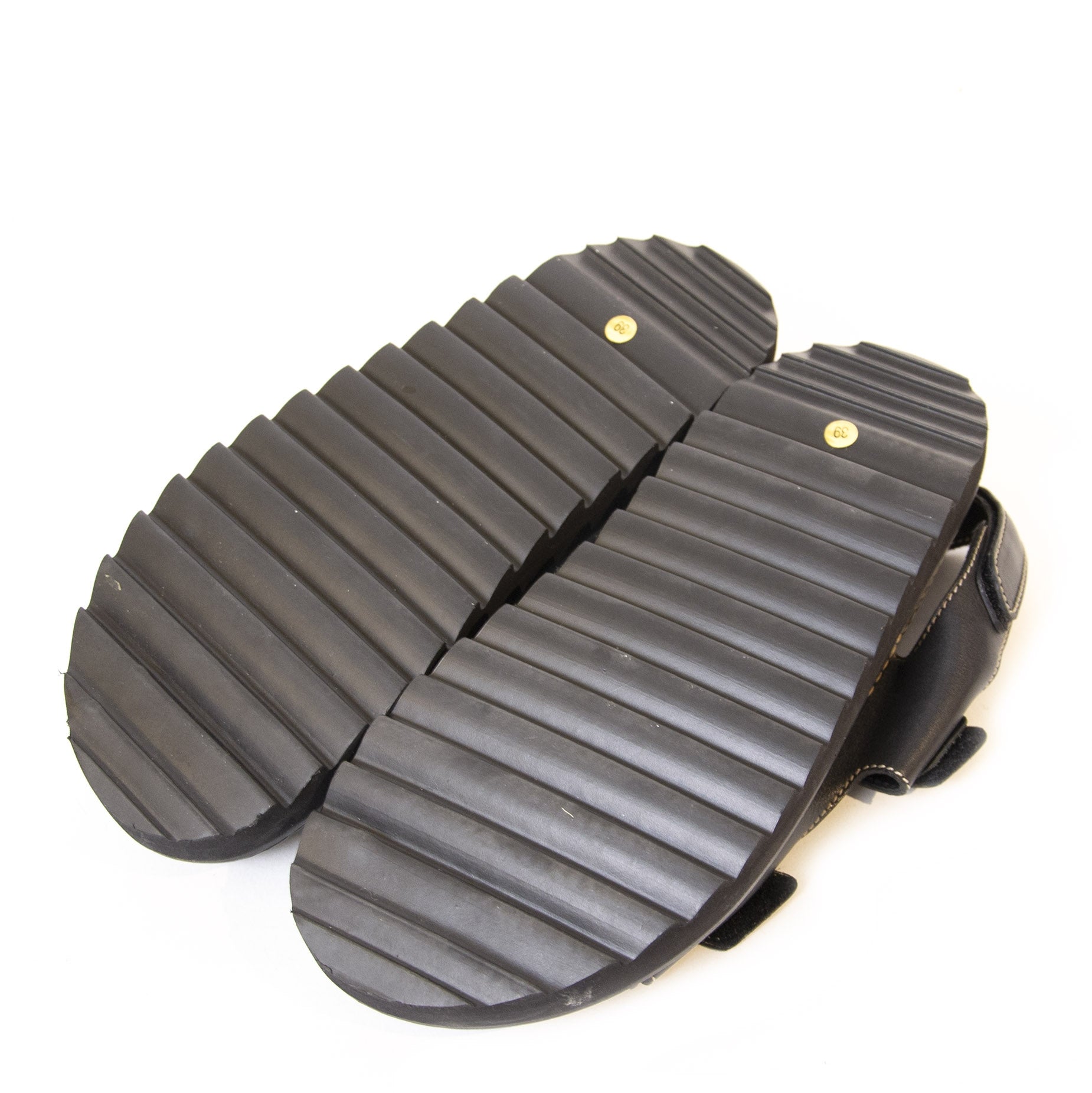 Chanel CC Black Velcro Sandals - Size 39