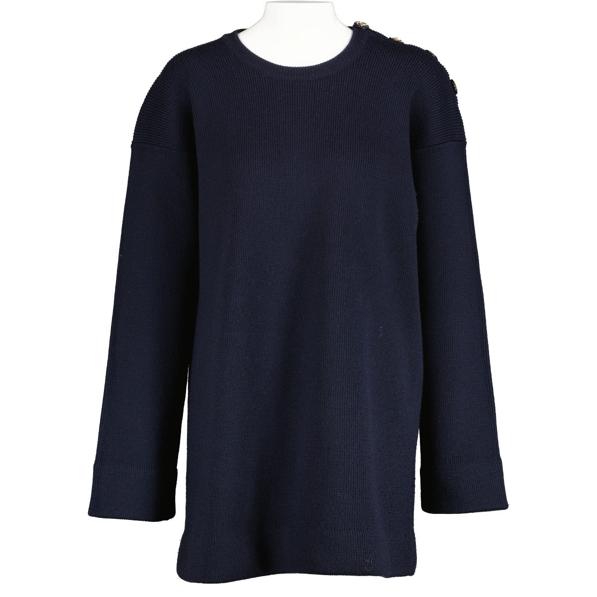 Chanel Vintage Blue CC Back Logo Button Sweater