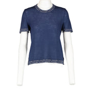 Chanel 99C Blue Cashmere Cardigan and T-shirt Set