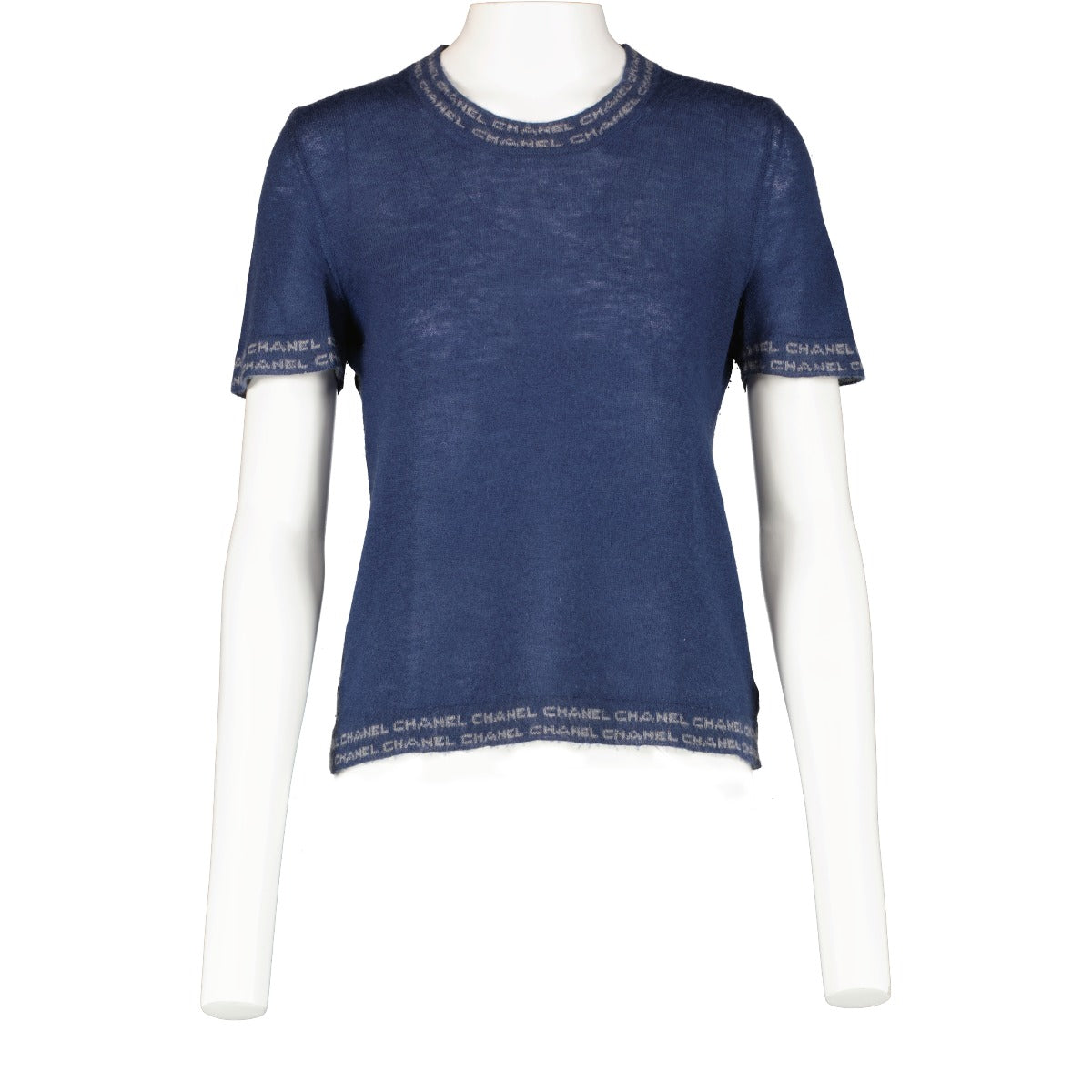 Chanel 99C Blue Cashmere Cardigan and T-shirt Set