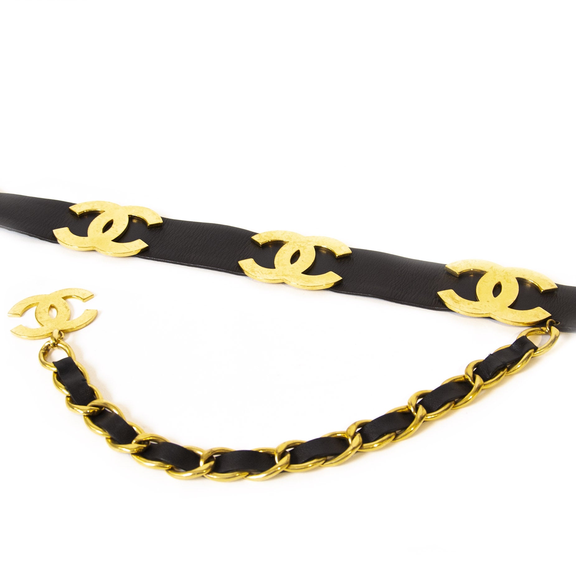 Authentic second-hand vintage Chanel Black CC Multilogo Belt buy online webshop LabelLOV