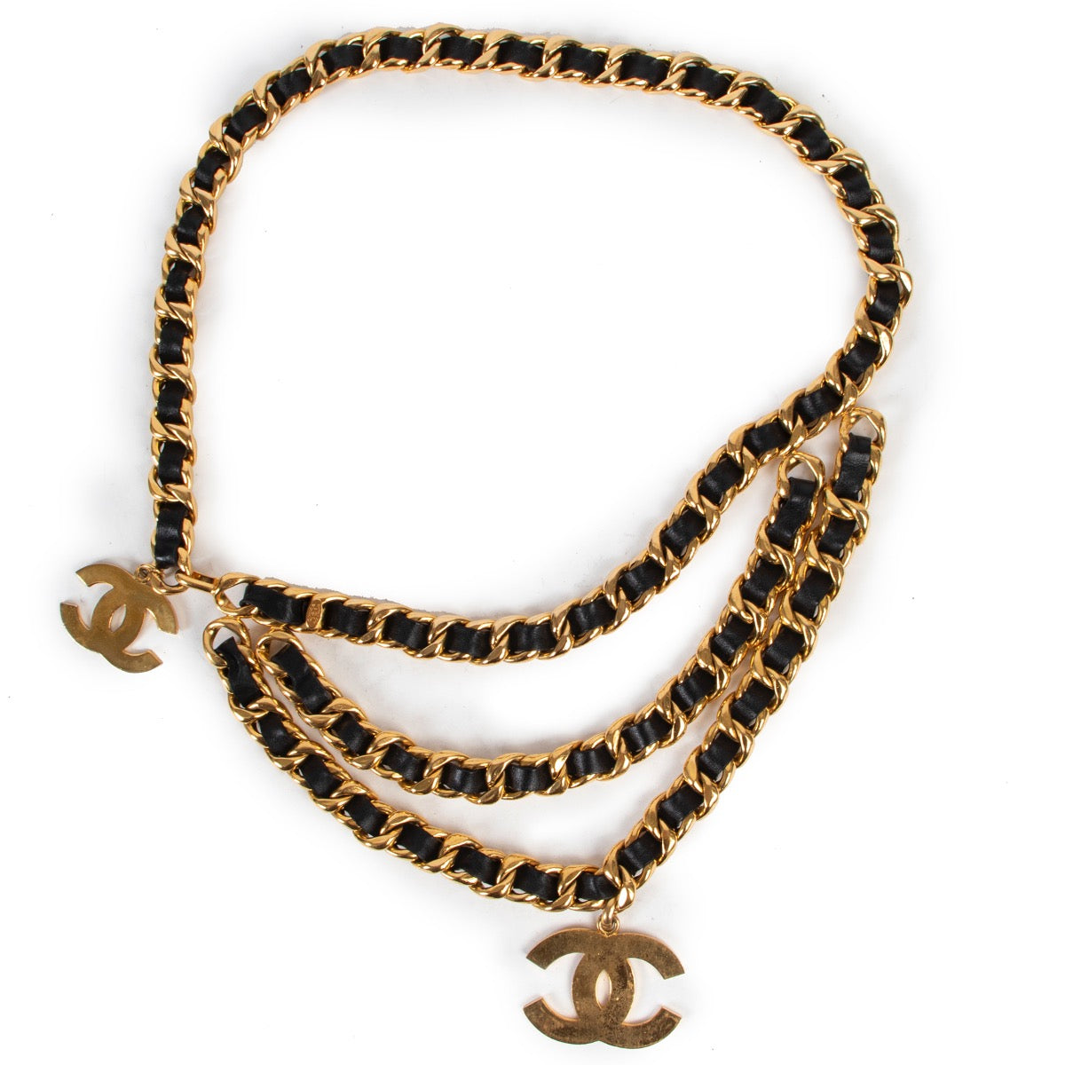 Chanel Black And Gold Chain Belt