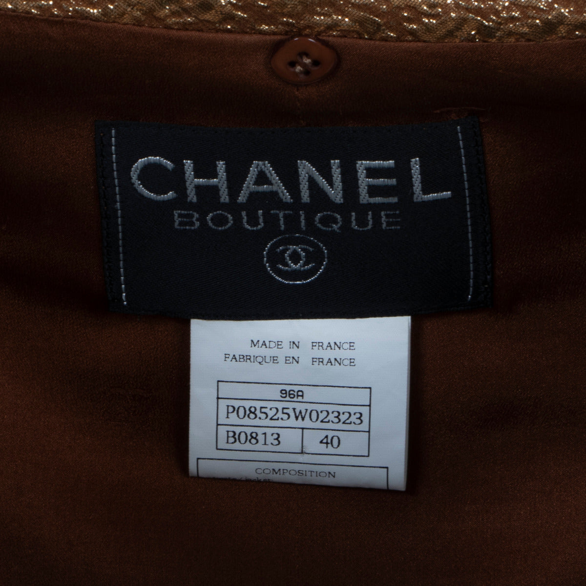 Chanel bruin & goud tweed set Herfstcollectie 1996 - Maat 40
