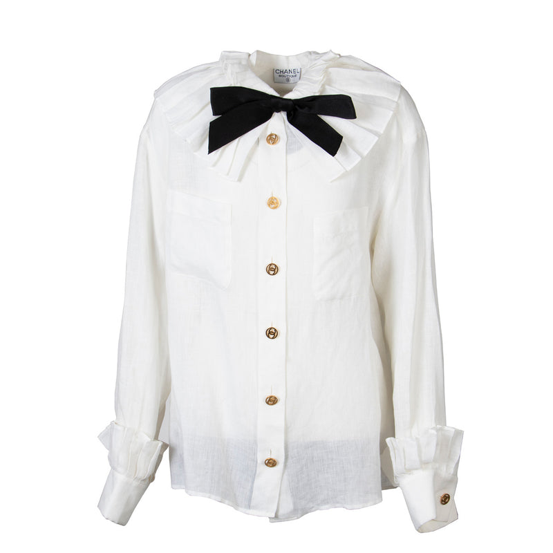 Chanel White Victorian Blouse - size S