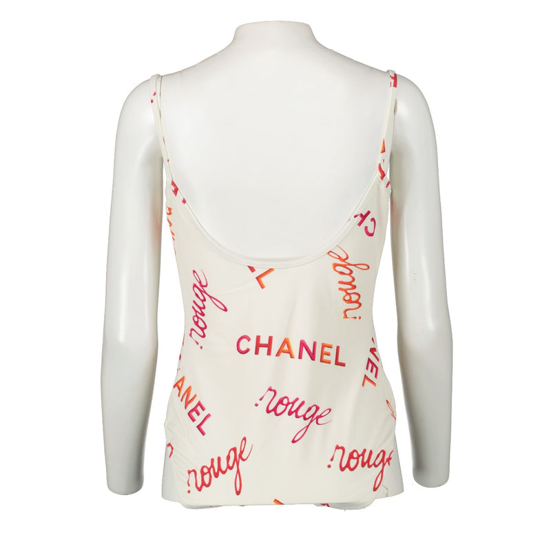 Chanel 1996 Rouge Logo White Swimsuit