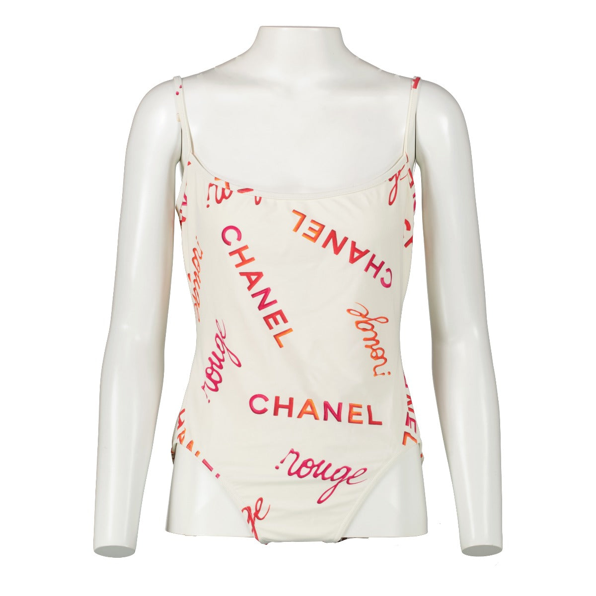 Chanel 1996 Rouge Logo White Swimsuit