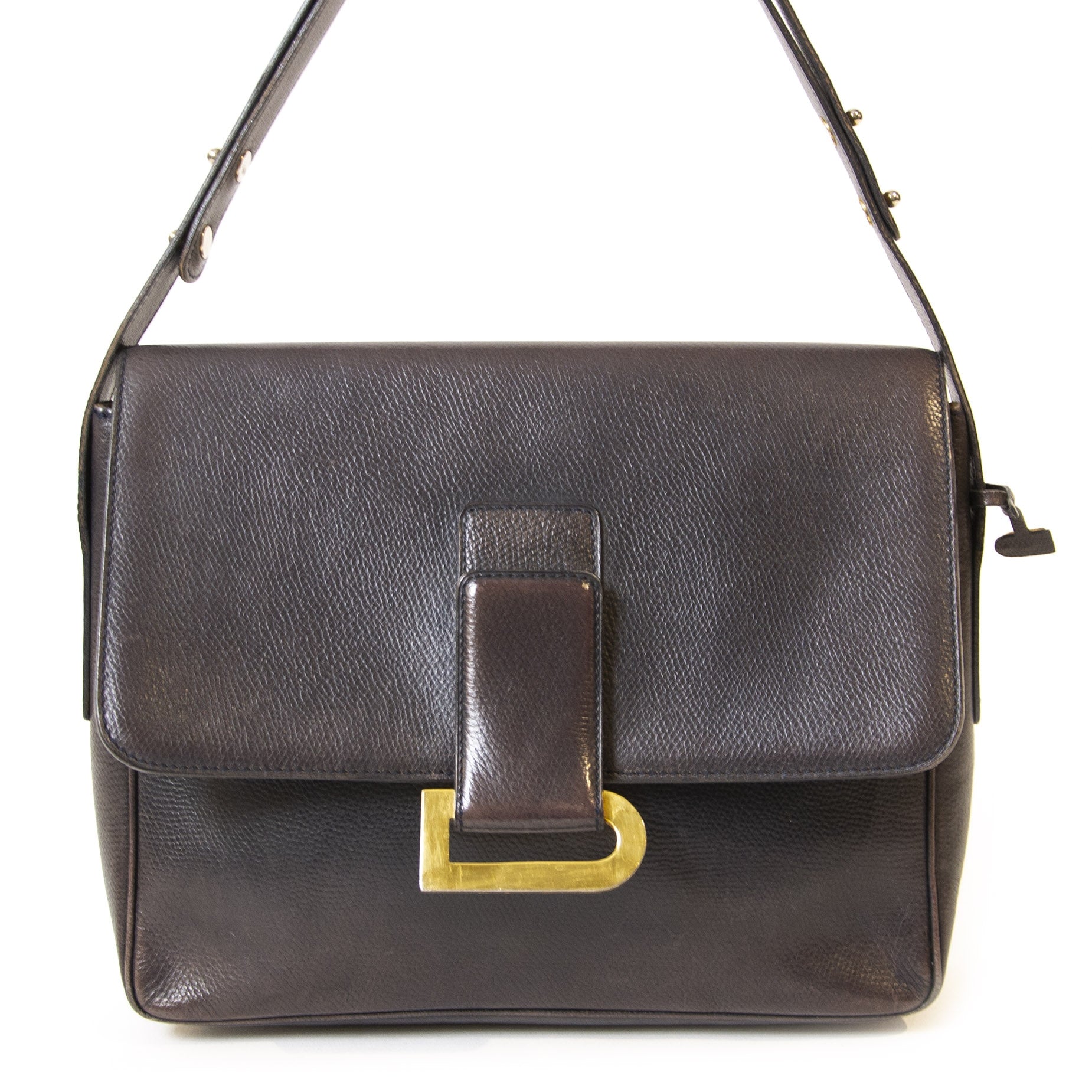 Delvaux Dark Brown Poirier Shoulder Bag for the best price at Labellov secondhand luxury