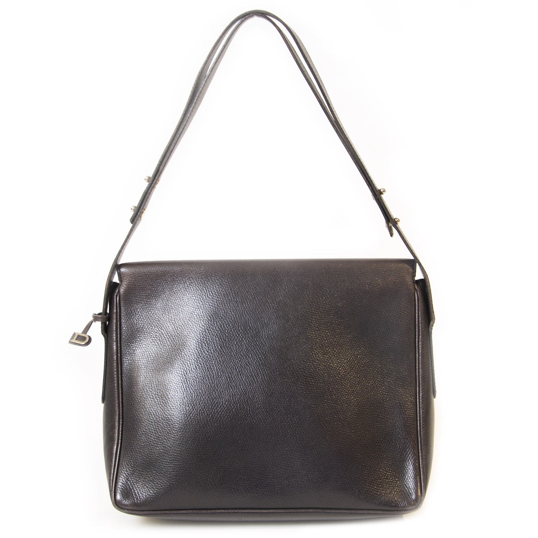 100% authentic Delvaux Dark Brown Poirier Shoulder Bag