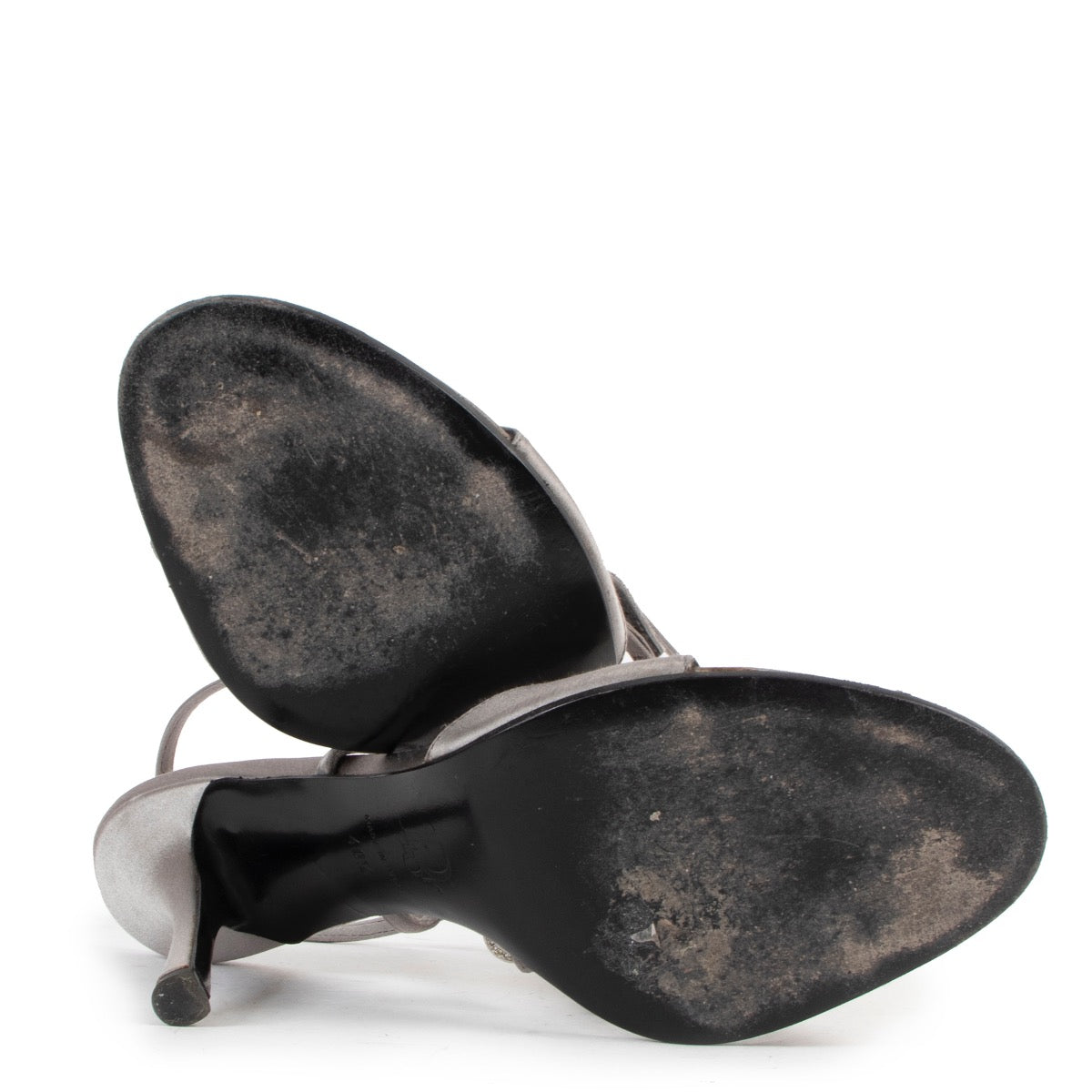 Buy online authentic second hand Christian Dior Grey Satin Crystal Sandals - Size 40,5 in very good condition at Labellov in Antwerp