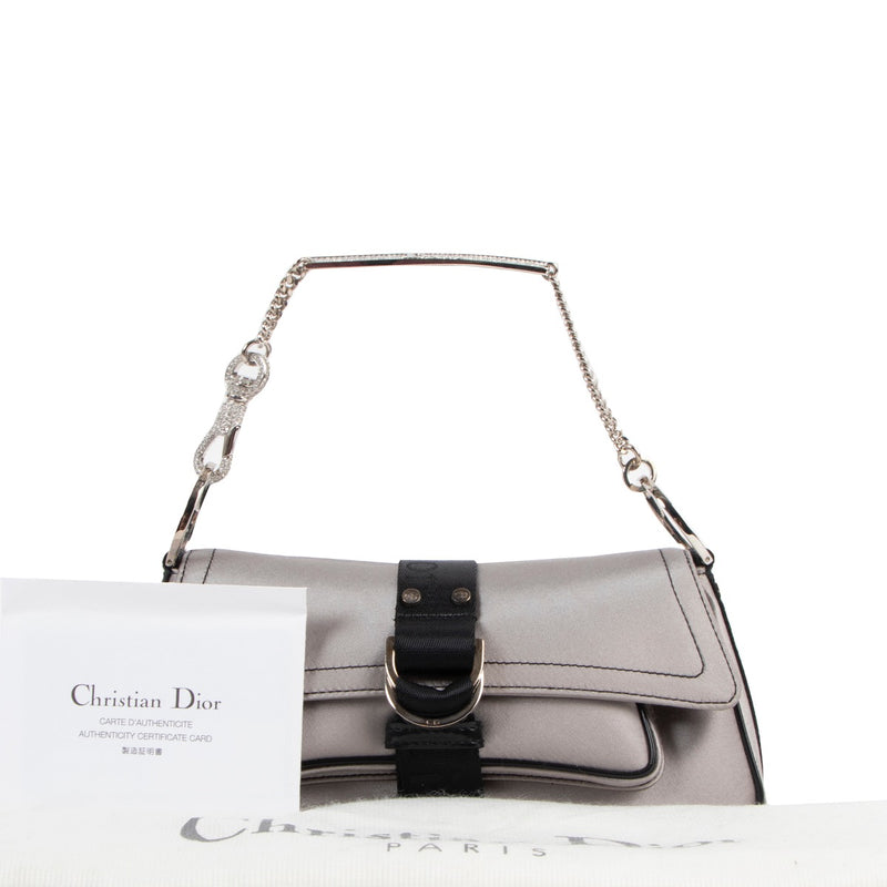 Shop safe online at Labellov in Antwerp this 100% authentic second hand Christian Dior 2003 Hardcore Crystal Satin Mini Flap Bag