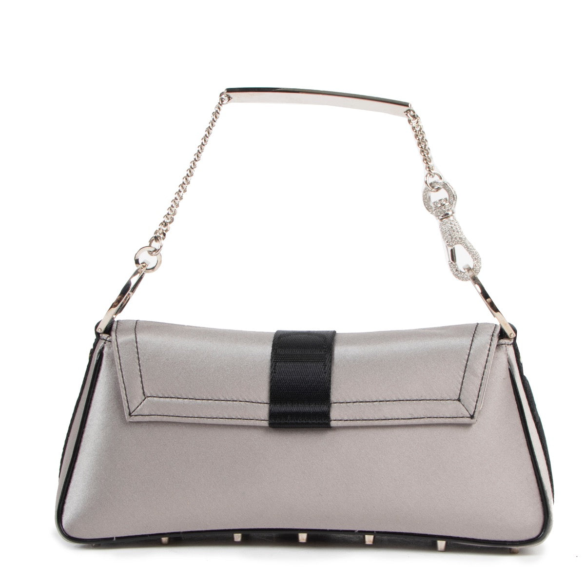 Shop safe online at Labellov in Antwerp this 100% authentic second hand Christian Dior 2003 Vintage Crystal Satin Mini Saddle Bag