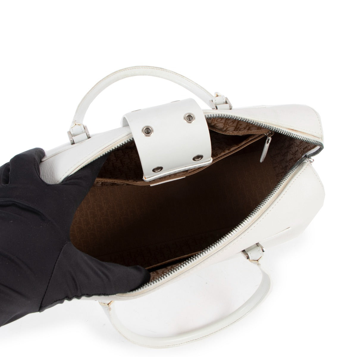 Christian Dior White Street Chic Boston Bag