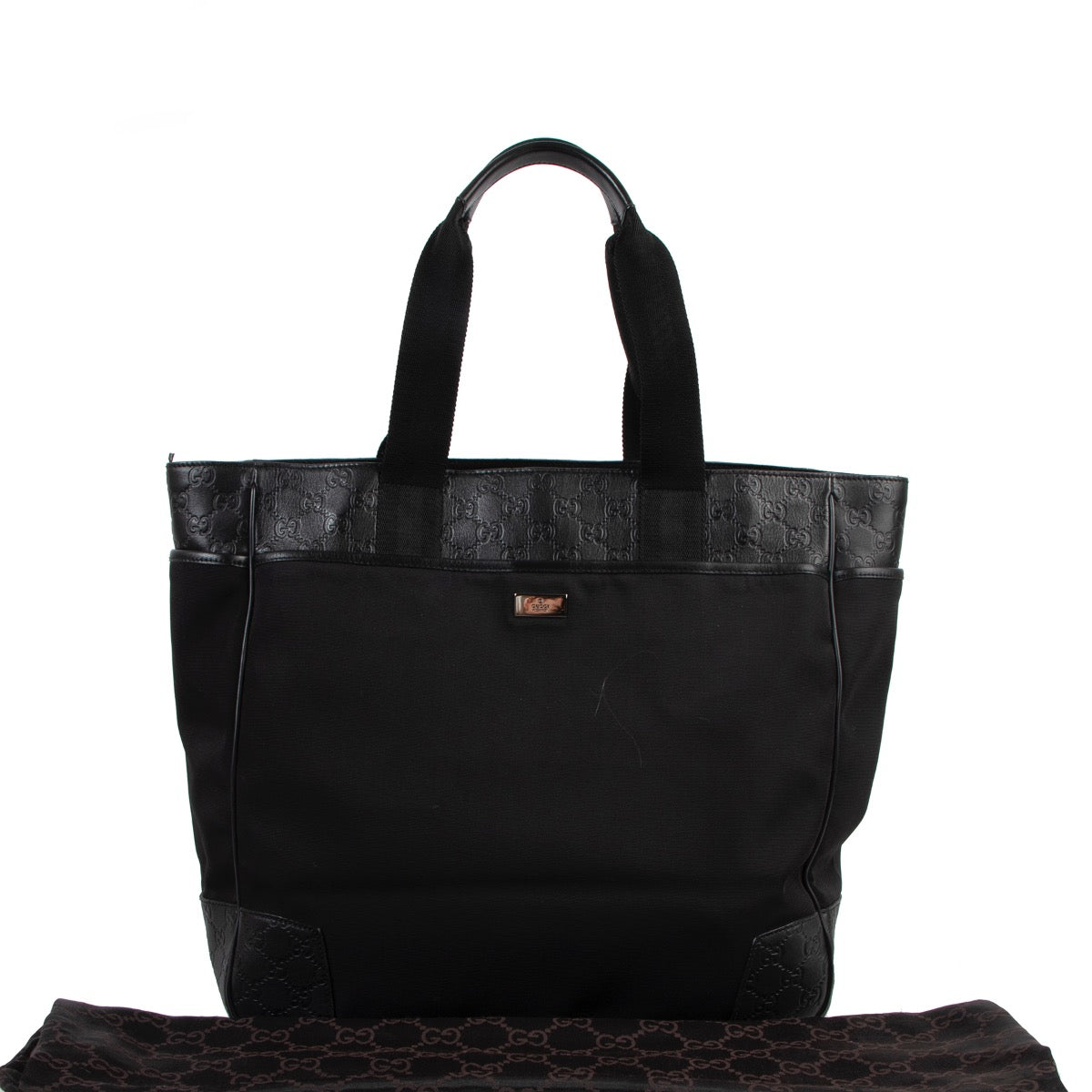 Shop now safe online for your pre-loved, 100% authentic Gucci Black Nylon Guccissima Large Tote, at Labellov.