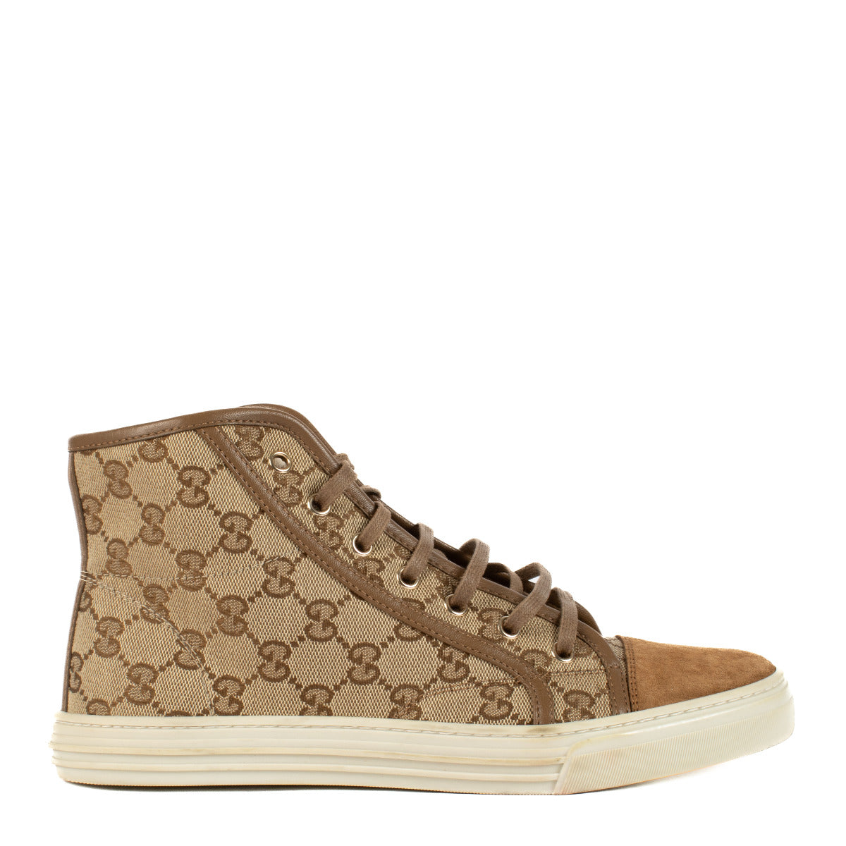 Baskets montantes Gucci GG toile beige - taille 39
