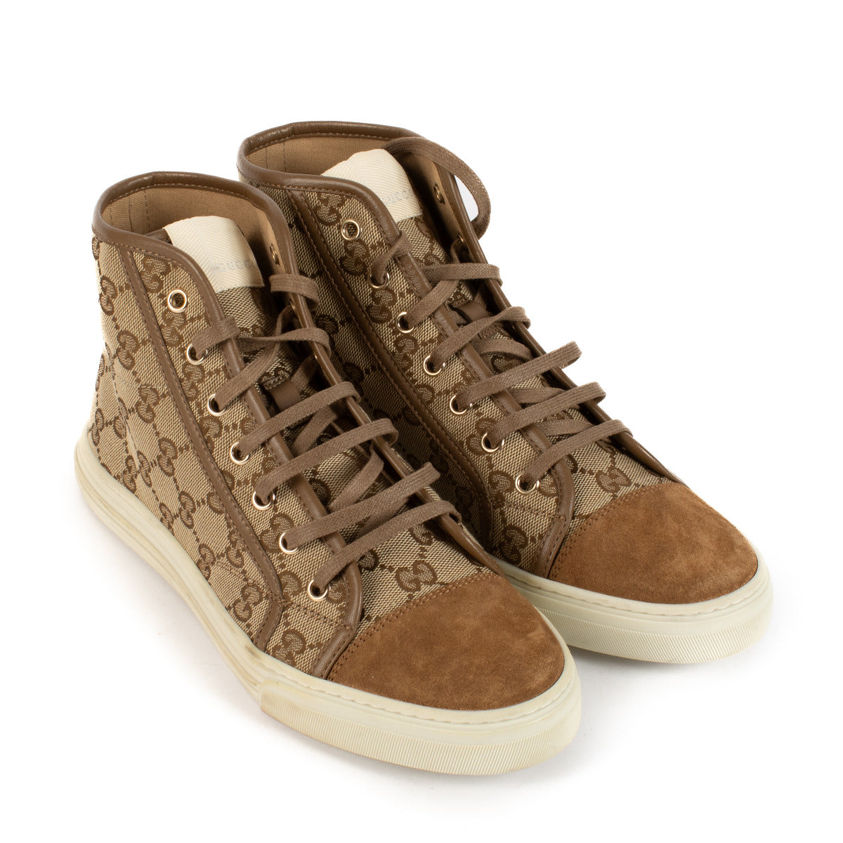 Gucci Beige Monogram Hi-Top Sneakers - size 39