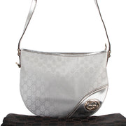 Buy online authentic second hand Gucci Silver GG Canvas Britt Messenger Crossbody Bag in very good condition at Labellov in Antwerp