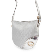 Buy online authentic second hand Gucci Silver GG Canvas Britt Messenger Crossbody Bag in very good condition at Labellov in Antwerp