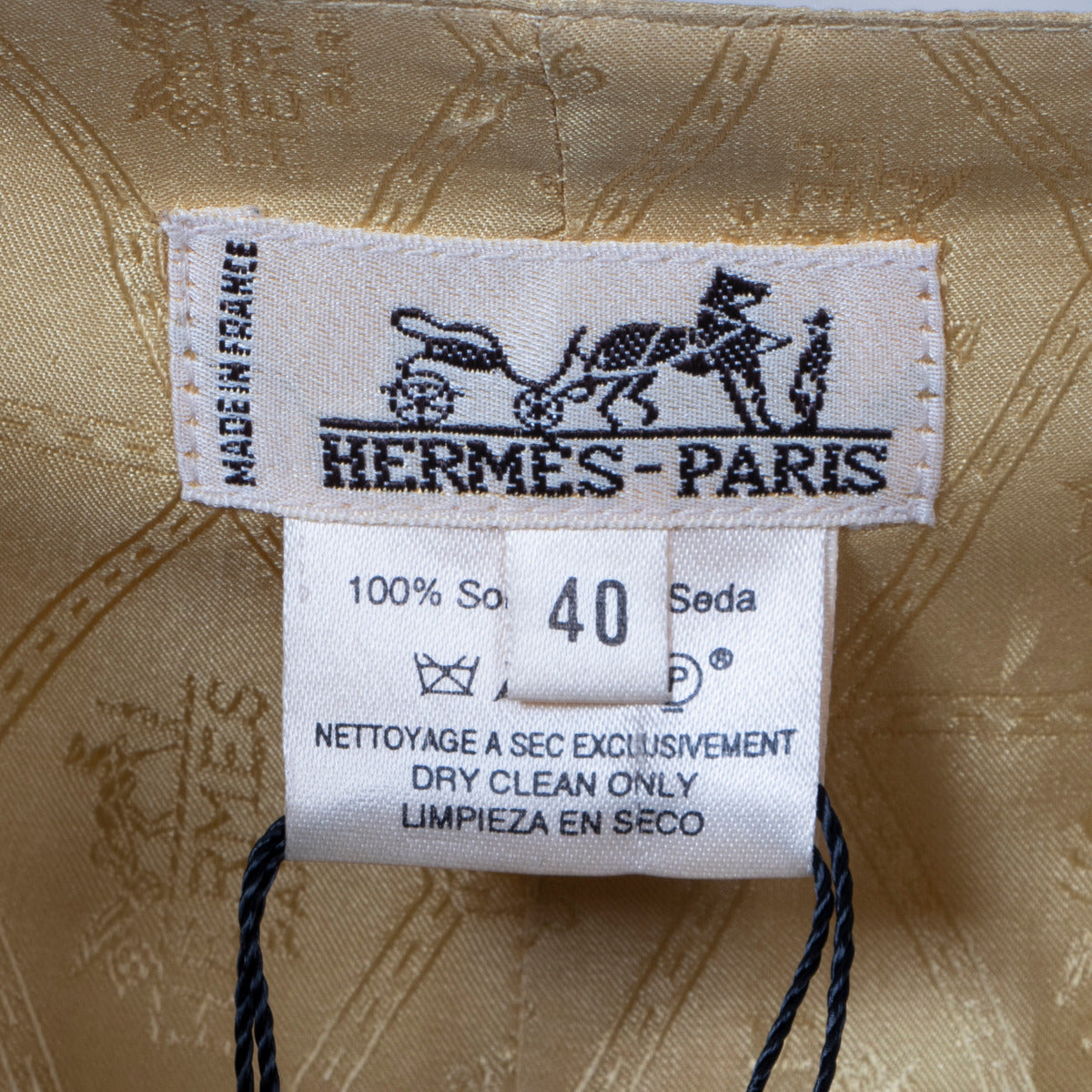 Hermès Vintage Hussar Tromp L'oeil Print Silk Waistcoat Vest - Size 40