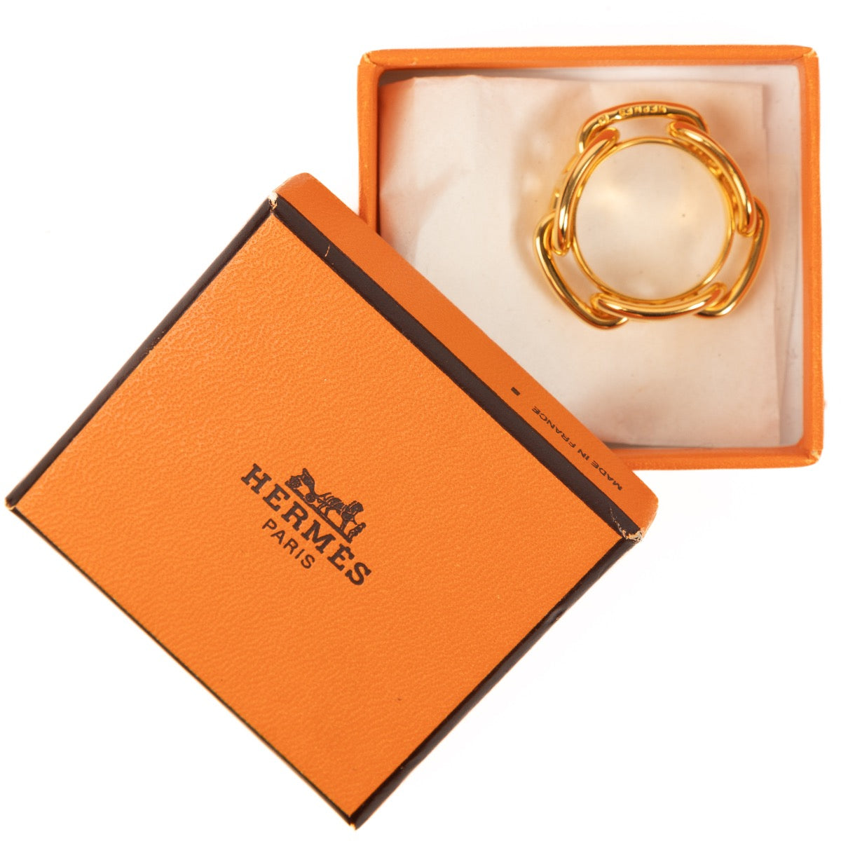 Shop 100% authentic second-hand Hermès Gold Scarf Ring on Labellov.com