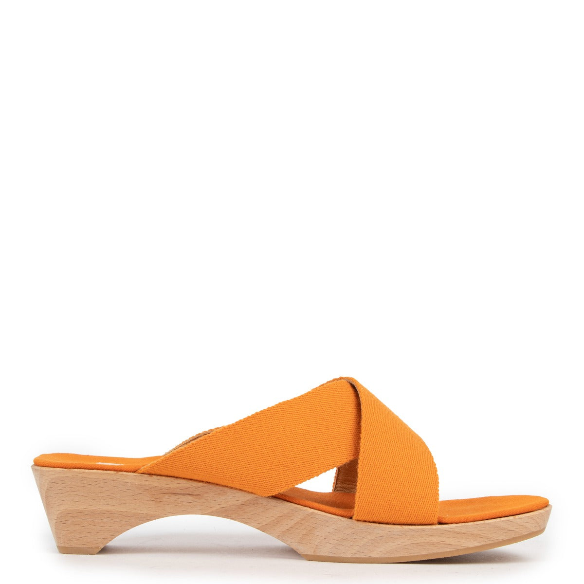 Hermès Orange Crisscross Wooden Slides Sandals - Size 40