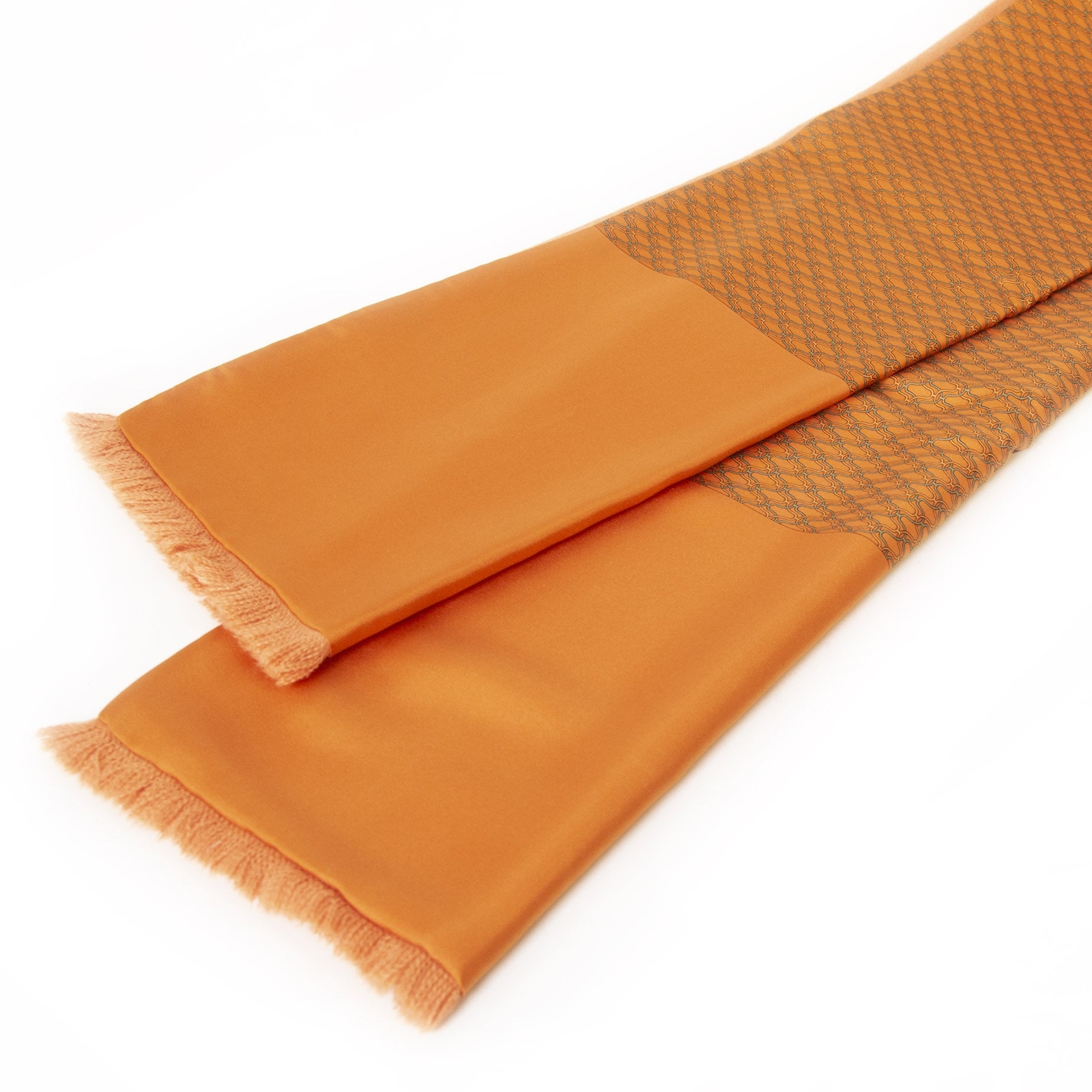 Authentieke tweedehands Hermès Orange Chaine d'Ancre Silk & Angora Muffler Scarf juiste prijs veilig prijs veilig online winkelen LabelLOV webshop luxe merken winkelen Antwerpen België mode fashion
