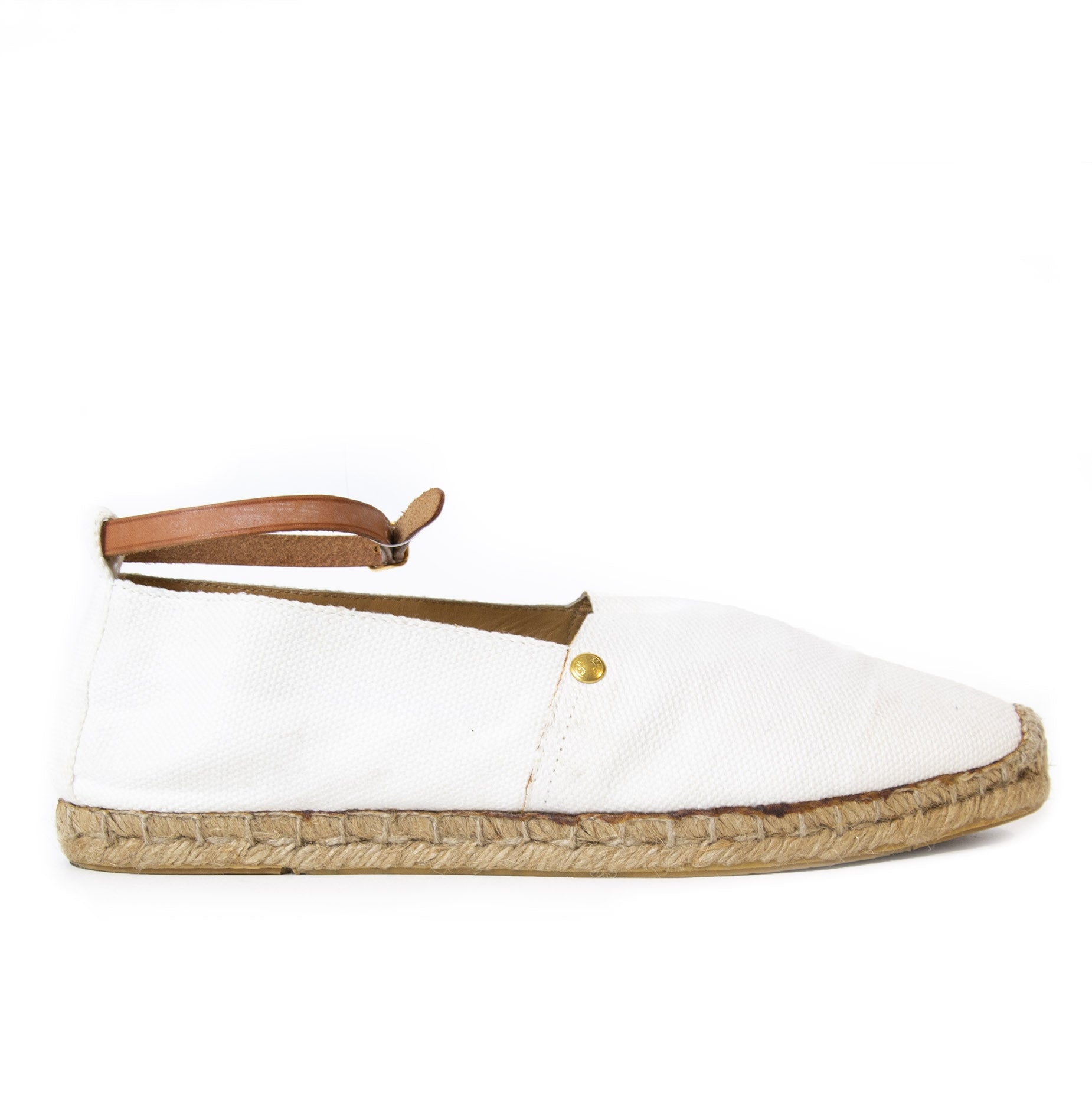 Authentieke tweedehands Hermès White Canvas Espadrilles juiste prijs veilig online winkelen LabelLOV webshop luxe merken winkelen Antwerpen België mode fashion