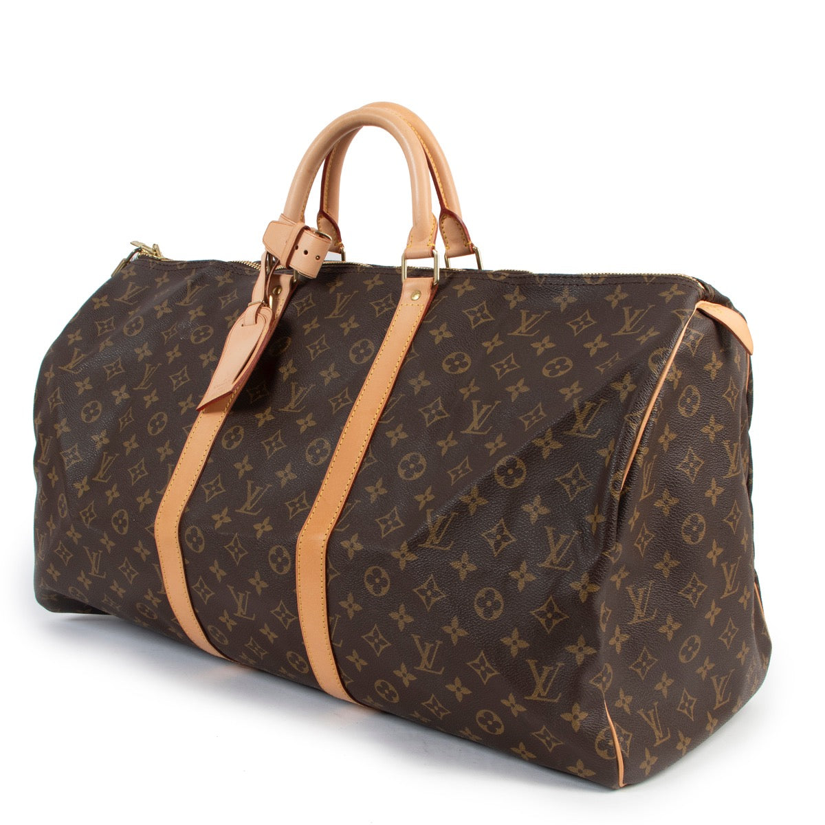 Buy online authentic second hand Louis Vuitton Monogram Keepall 55 Travel Bag in very good condition at Labellov in Antwerp