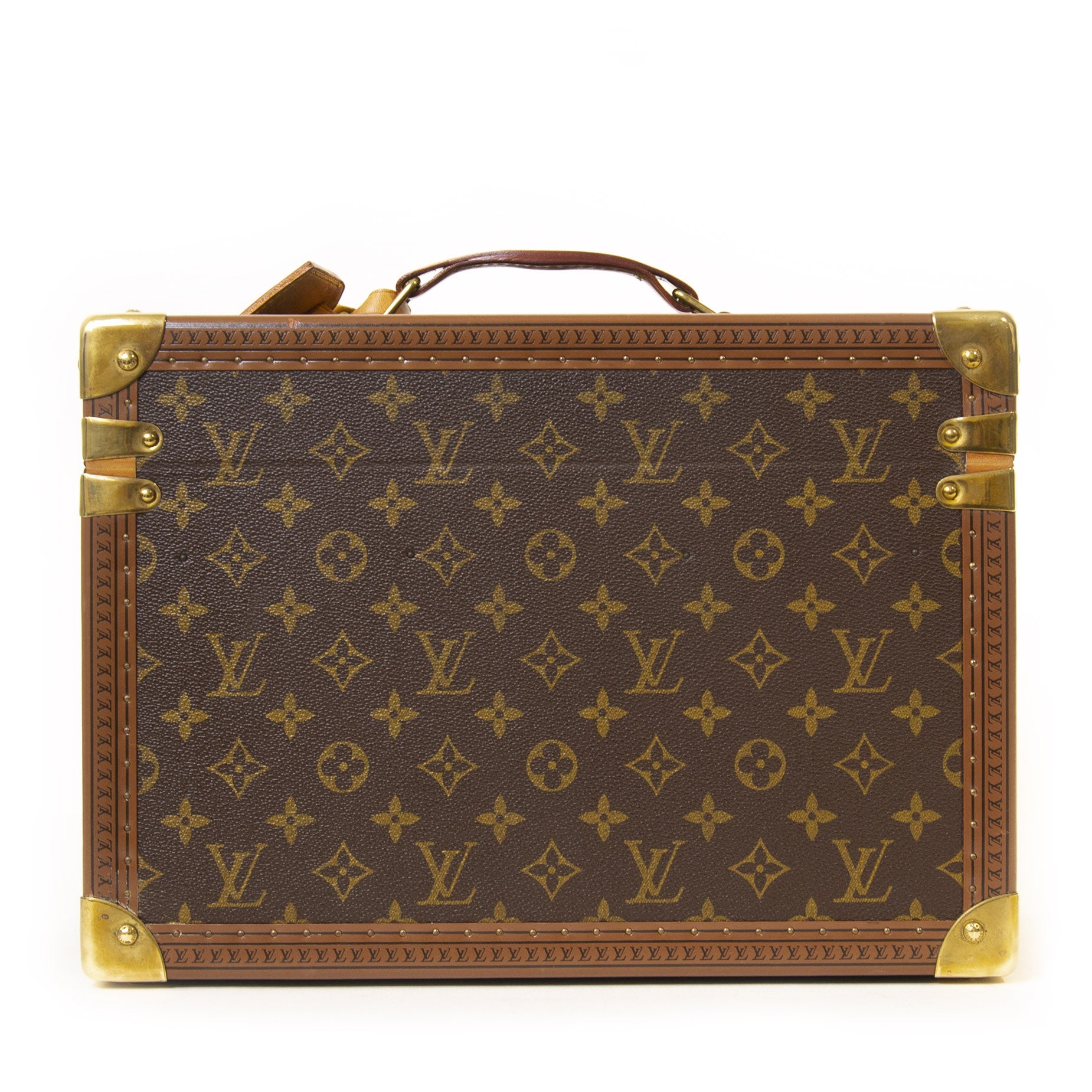Authentieke tweedehands Louis Vuitton Vintage Monogram Travel Trunk Case juiste prijs veilig online winkelen LabelLOV webshop luxe merken winkelen Antwerpen België mode fashion