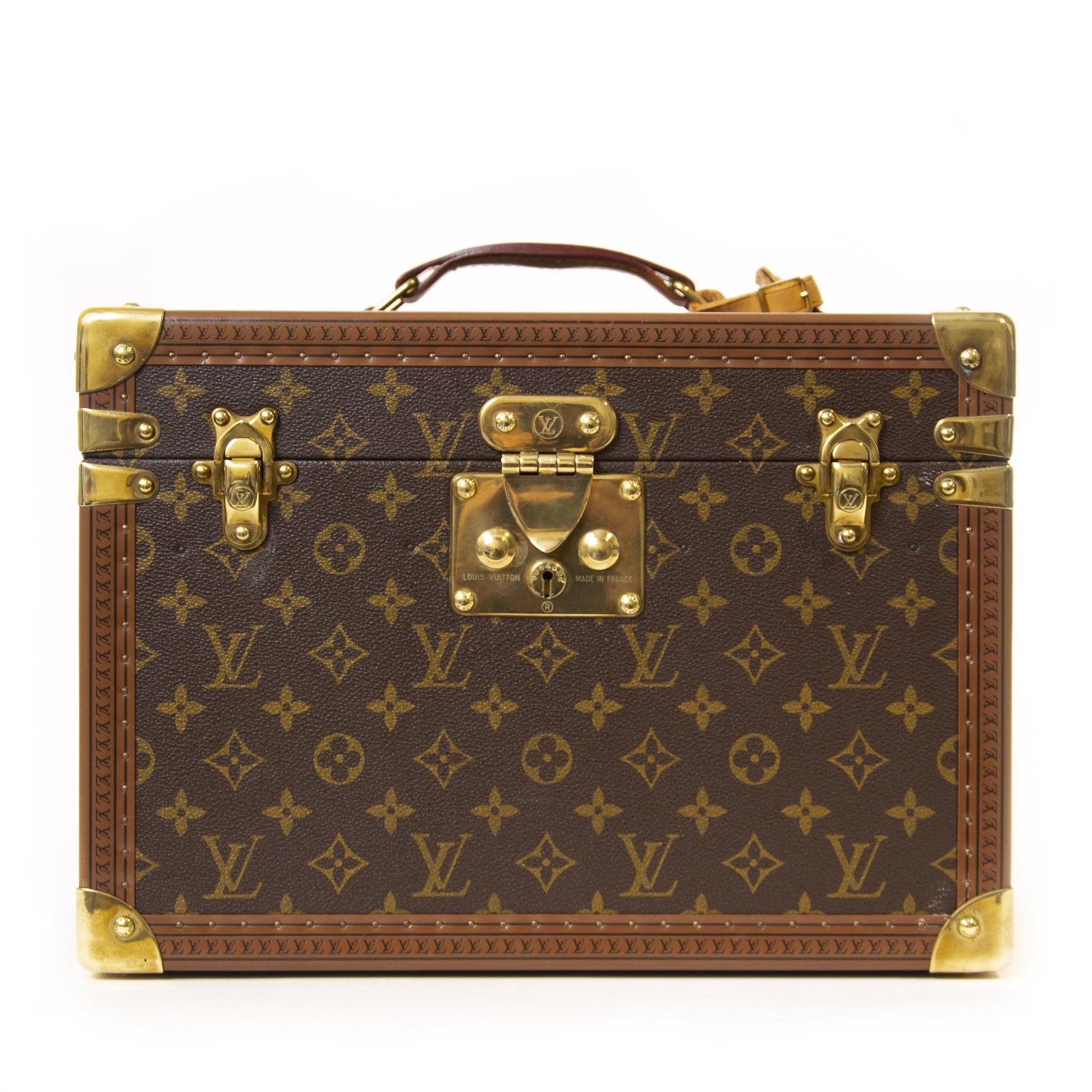 Authentieke tweedehands Louis Vuitton Vintage Monogram Travel Trunk Case juiste prijs veilig online winkelen LabelLOV webshop luxe merken winkelen Antwerpen België mode fashion