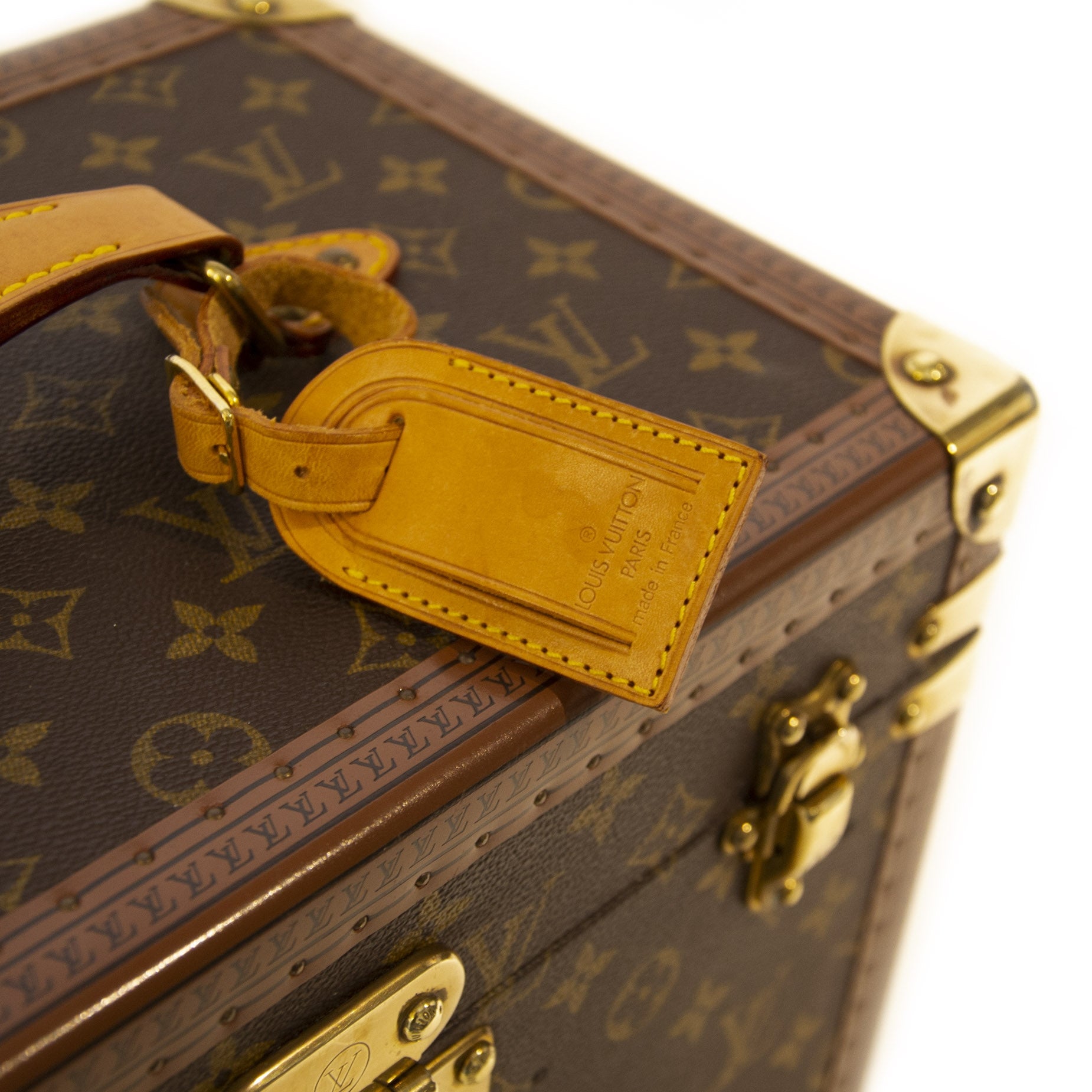 Authentieke tweedehands Louis Vuitton Vintage Monogram Travel Trunk Case juiste prijs veilig online winkelen LabelLOV webshop luxe merken winkelen Antwerpen België mode fashion