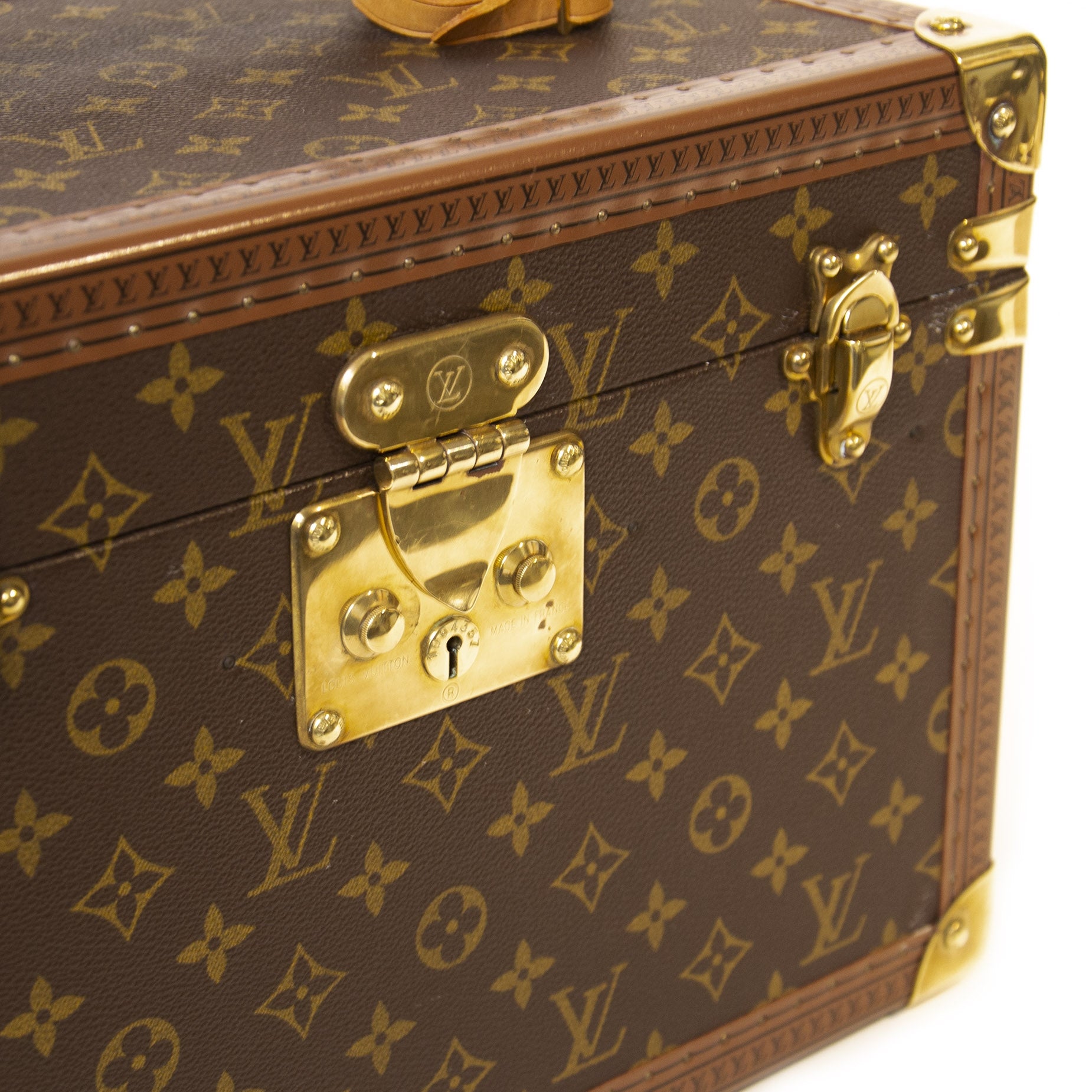 Authentieke tweedehands Louis Vuitton Vintage Monogram Travel Trunk Case juiste prijs veilig online winkelen LabelLOV webshop luxe merken winkelen Antwerpen België mode fashion