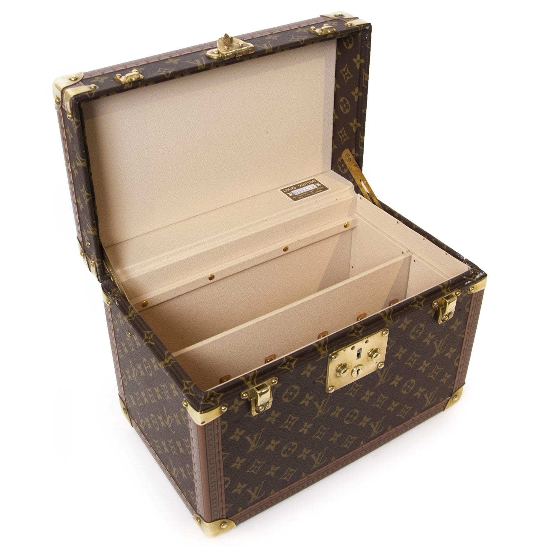 Authentieke tweedehands Louis Vuitton Vintage Monogram Travel Trunk Case juiste prijs veilig online winkelen LabelLOV webshop luxe merken winkelen Antwerpen België mode fashion