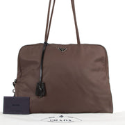 Prada Vintage Brown Nylon Logo Tote Bag
